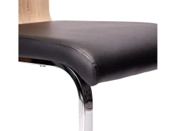 Pack 4 sillas de Comedor, Silla de salón o Cocina, Acabado en símil Piel Color Negro y Madera, Medidas: 44 cm (Ancho) x 57 cm (Largo) x 97 cm (Alto)