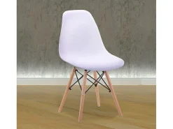 Pack 4 Sillas de Comedor, Sillas Cocinas, Acabado en Blanco y Madera, Medidas: 45 cm (Ancho) x 53 cm (Largo) x 83 cm (Alto)