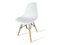 Pack 4 Sillas de Comedor, Sillas Cocinas, Acabado en Blanco y Madera, Medidas: 45 cm (Ancho) x 53 cm (Largo) x 83 cm (Alto)