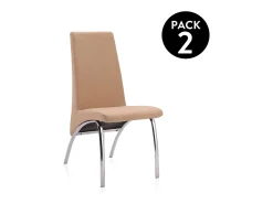 Pack 2 Sillas de Comedor, Sillas para Salón, Acabado en Tejido Beige, Medidas: 44 cm (Ancho) x 61 cm (Largo) x 95 cm (Alto)