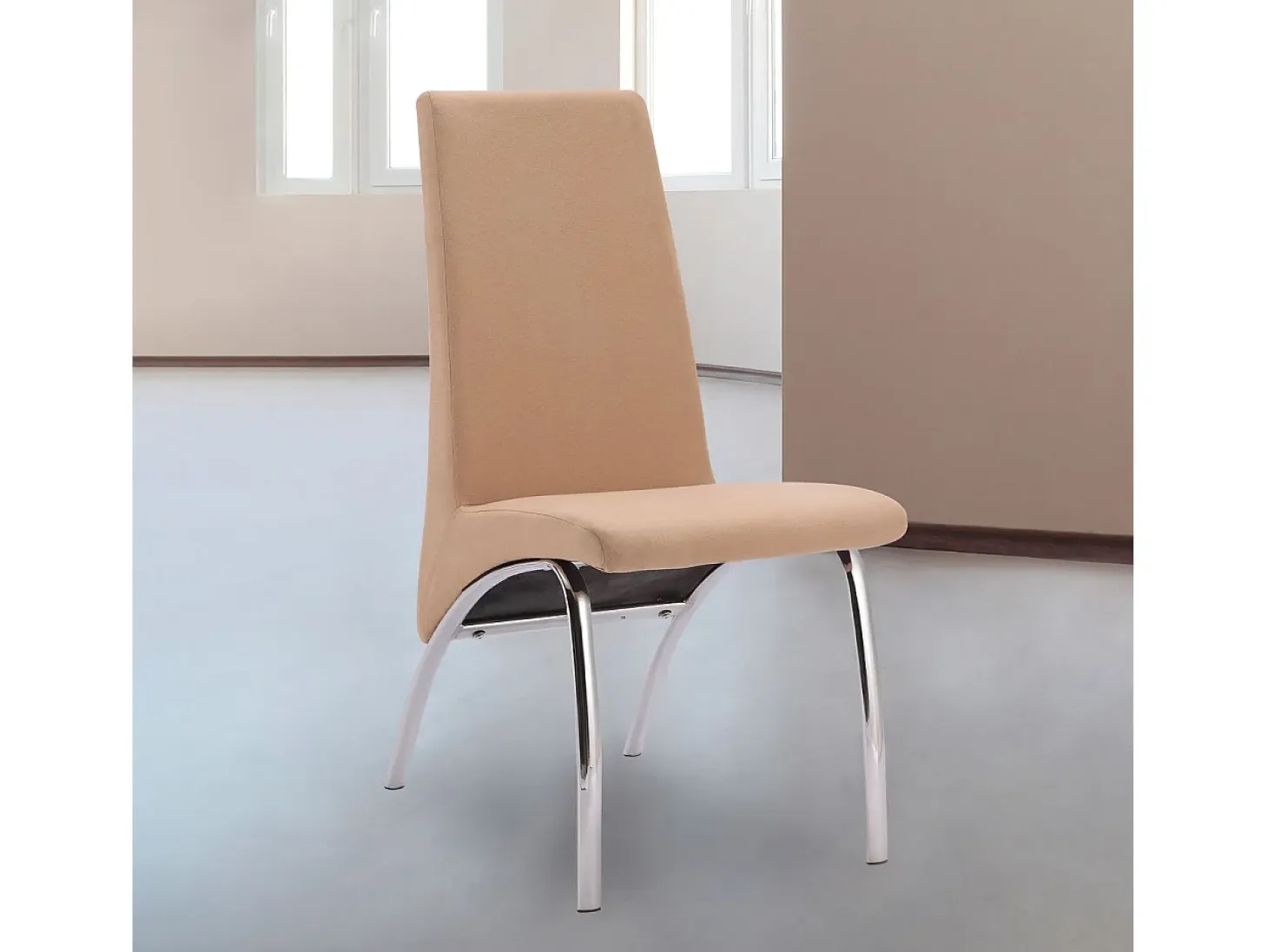 Pack 2 Sillas de Comedor, Sillas para Salón, Acabado en Tejido Beige, Medidas: 44 cm (Ancho) x 61 cm (Largo) x 95 cm (Alto)