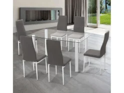 Pack 6 sillas de comedor Yuri Gris oscuro–Blanco