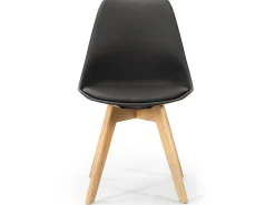 Pack 2 sillas Klara Negro, Pata Madera y Asiento Acolchado
