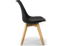 Pack 2 sillas Klara Negro, Pata Madera y Asiento Acolchado