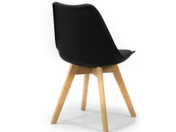 Pack 2 sillas Klara Negro, Pata Madera y Asiento Acolchado