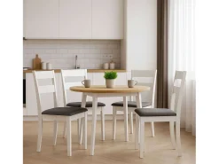 Pack 2 sillas Lita cocina en colores blanco y gris de melamina