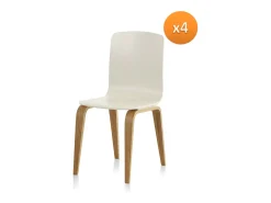 Pack 4 sillas madera blanca contrachapado roble