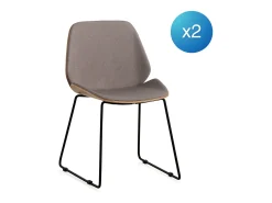 Pack 2 sillas madera tapizadas con patas metálicas negras