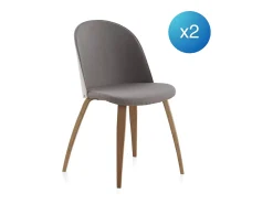 Pack 2 sillas madera tapizada con respaldo lacado blanco