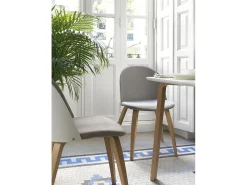 Pack 2 sillas madera tapizada con respaldo lacado blanco