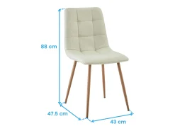 Pack 2 sillas Portland beige patas color roble tela y metal 88x43x48 cm