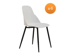 Pack 4 sillas pp color blanco con patas metálicas