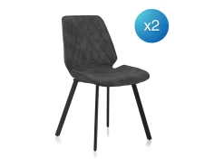Pack 2 sillas tapizadas en gris oscuro patas metálicas negras