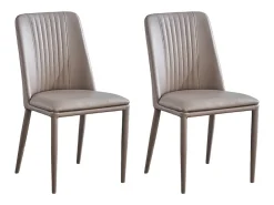Pack 2 sillas tapizadas en Piel sintética Color Latte, Patas Metal, ergonómica Acolchada Medidas: Alto: 87cm Ancho: 50cm Profundidad: 53cm