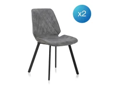 Pack 2 sillas tapizadas en gris claro patas metálicas negras