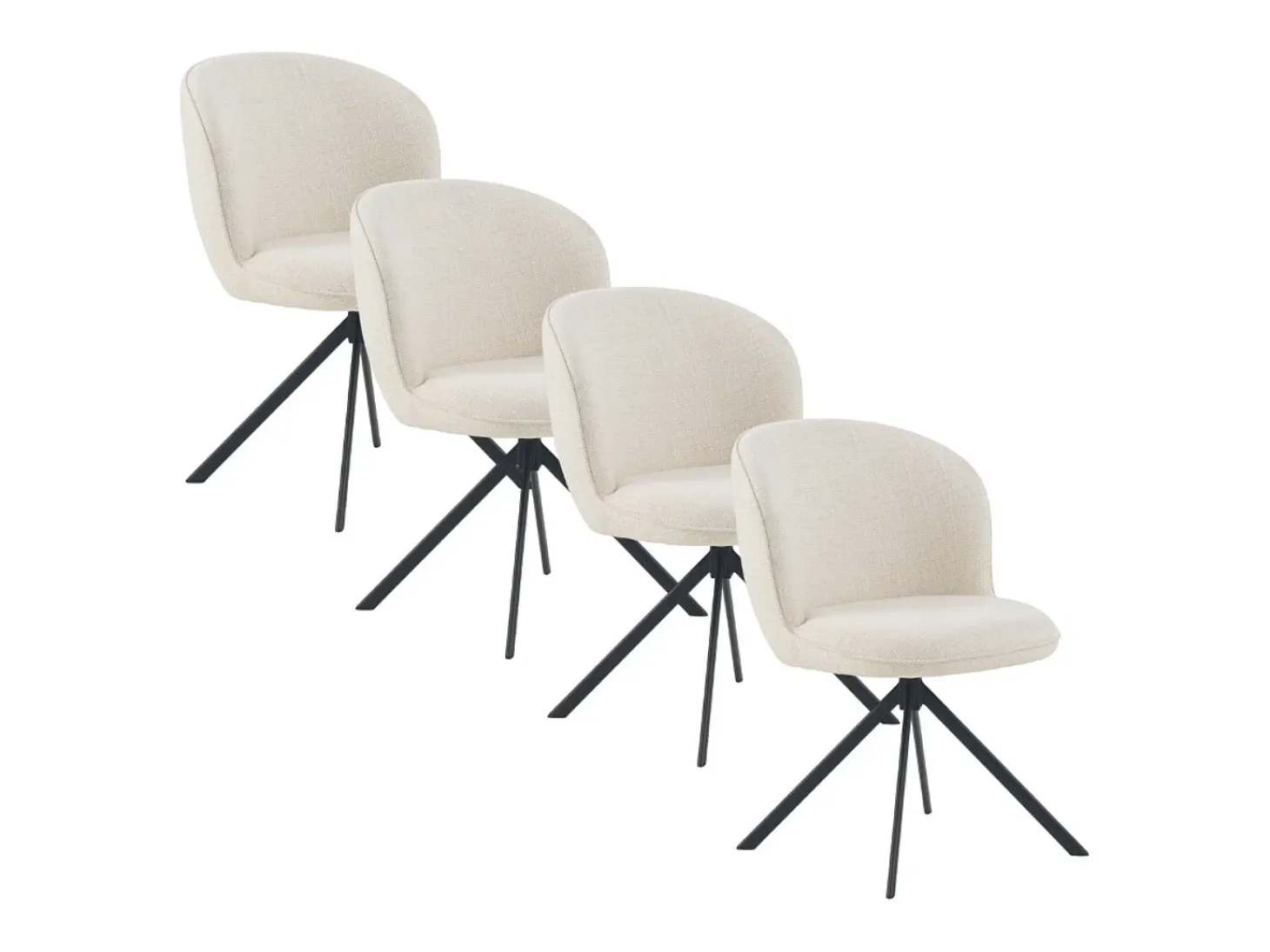 Pack 4 sillas tapizadas tweed blanco moteado