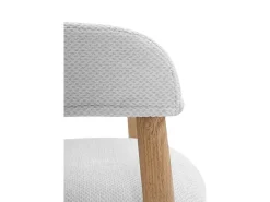 Pack 4 sillones madera de roble natural tapizado en blanco