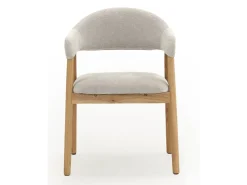 Pack 4 sillones madera de roble natural tapizado en blanco