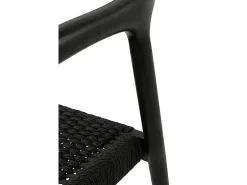 Pack 4 sillones negros madera de fresno con asiento trenzado