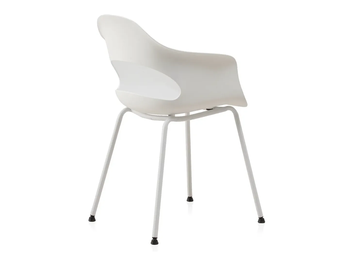 Pack 4 sillones pp color blanco con patas metálicas