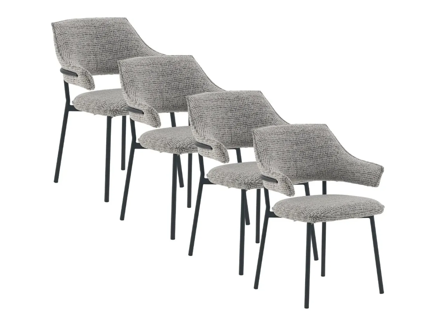 Pack 4 sillones tapizados chenilla jaspeado gris claro