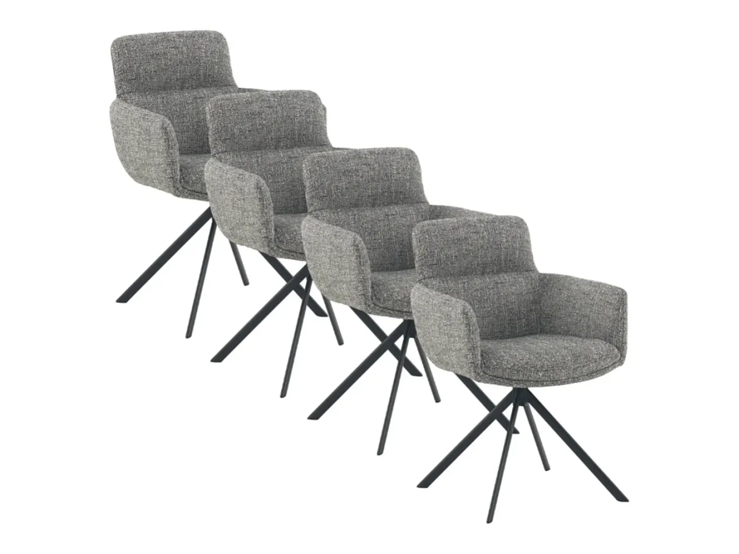 Pack 4 sillones tapizados tweed verde