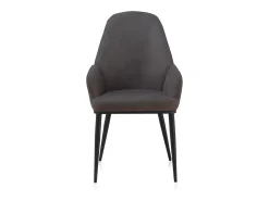 Pack 2 sillones tapizados en gris oscuro patas metálicas negras