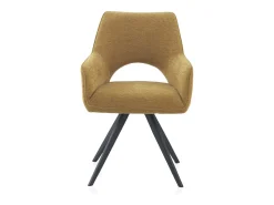 Pack 4 sillones tapizados giratorios mostaza con patas metálicas negras