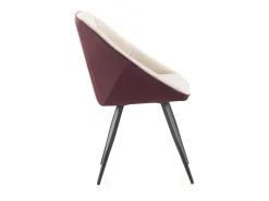 pack 4 sillones tapizados blanco/burdeos patas metálicas negras