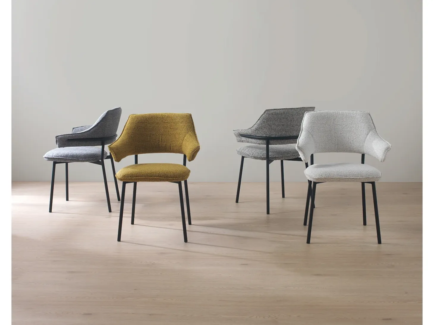Pack 4 sillones tapizados chenilla gris marengo