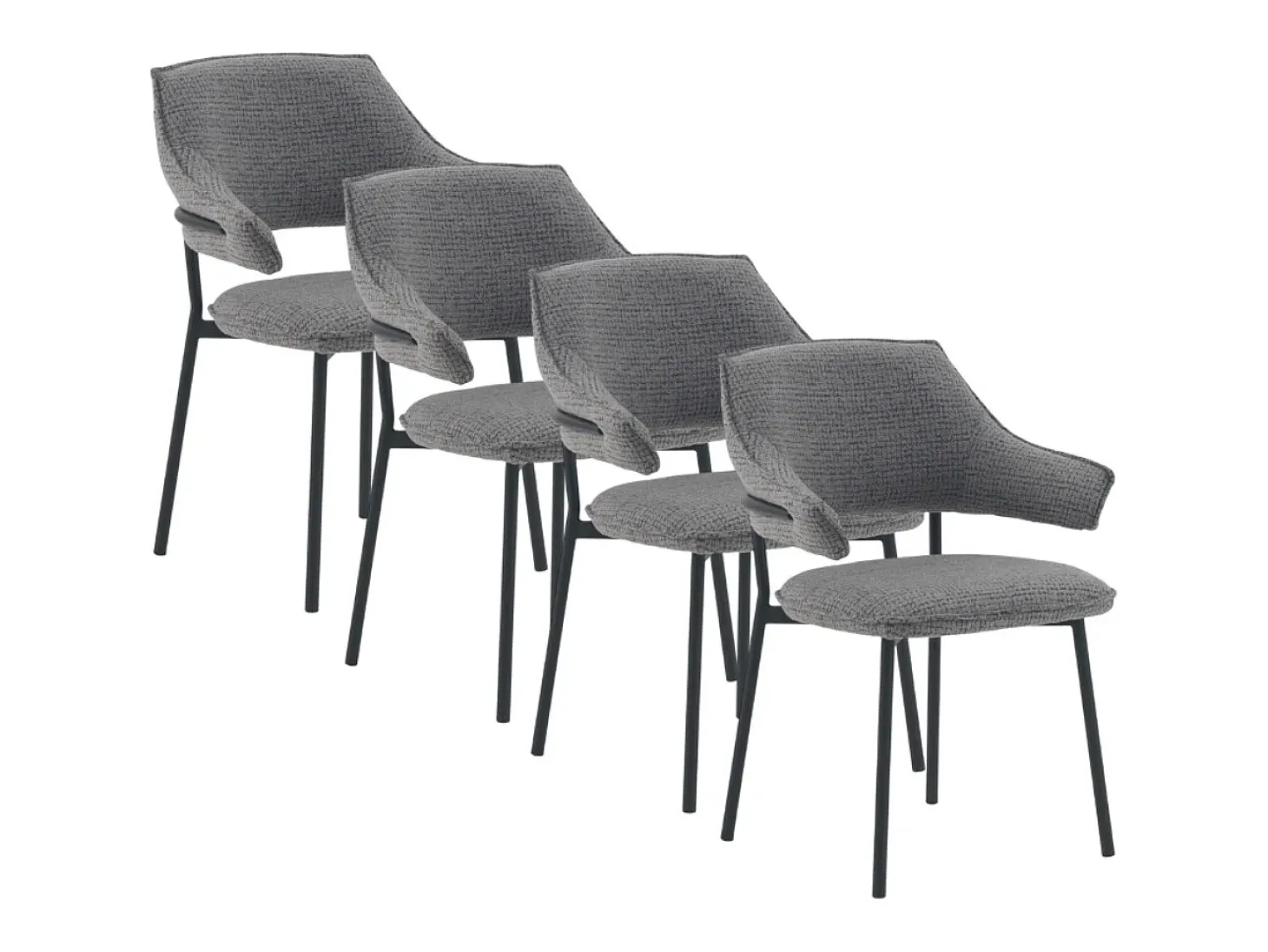 Pack 4 sillones tapizados chenilla gris marengo