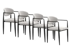 Pack 4 sillones tapizados chenilla marmol con patas metalicas negras