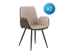 Pack 2 sillones tapizados bicolor patas metálicas negras