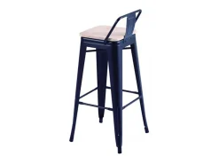 Pack 4 taburetes altos Tolix negro asiento roble Nordish 93x30x33 cm Adec