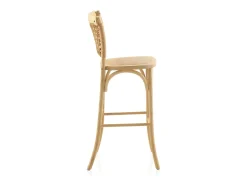 pack 2 taburetes madera de olmo con asiento y respaldo trenzado