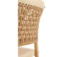 pack 2 taburetes madera de olmo con asiento y respaldo trenzado