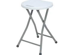 Pack 2 Taburetes Plegables de Resina y Acero 31x45cm Blancos 7house