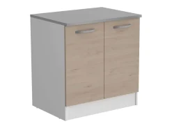 Pack Cocina Eko en Madera Claro-Blanco 8 Módulos (Aéreos y Bajos)