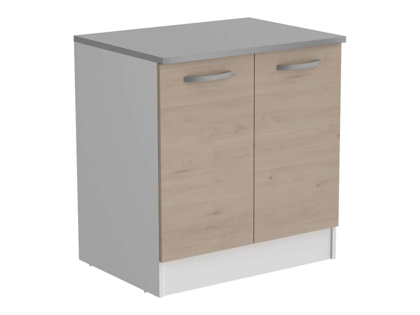 Pack Cocina Eko en Madera Claro-Blanco 8 Módulos (Aéreos y Bajos)