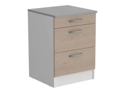 Pack Cocina Eko en Madera Claro-Blanco 8 Módulos (Aéreos y Bajos)