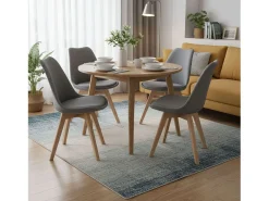 Pack comedor Bistro gris y roble 2 sillas de comedor tapizadas 84x48x54 cm