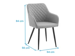 Pack comedor Rombo estilo industrial gris y negro 4 sillas con reposabrazos