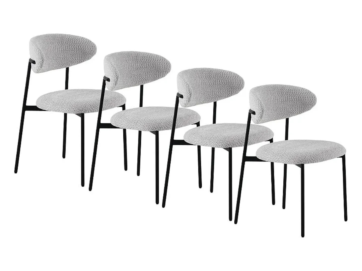 Pack de 4 sillas tapizadas en chenilla color gris claro