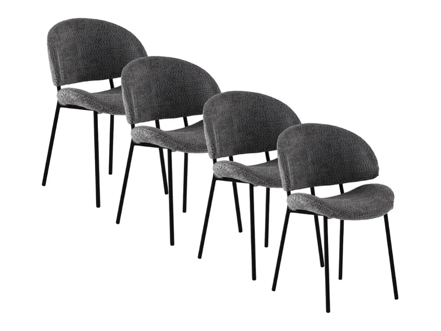 Pack de 4 sillas tapizadas en chenilla color gris oscuro
