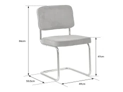 Pack de 2 sillas cantiléver de pana gris MARIA - HAPPY GARDEN
