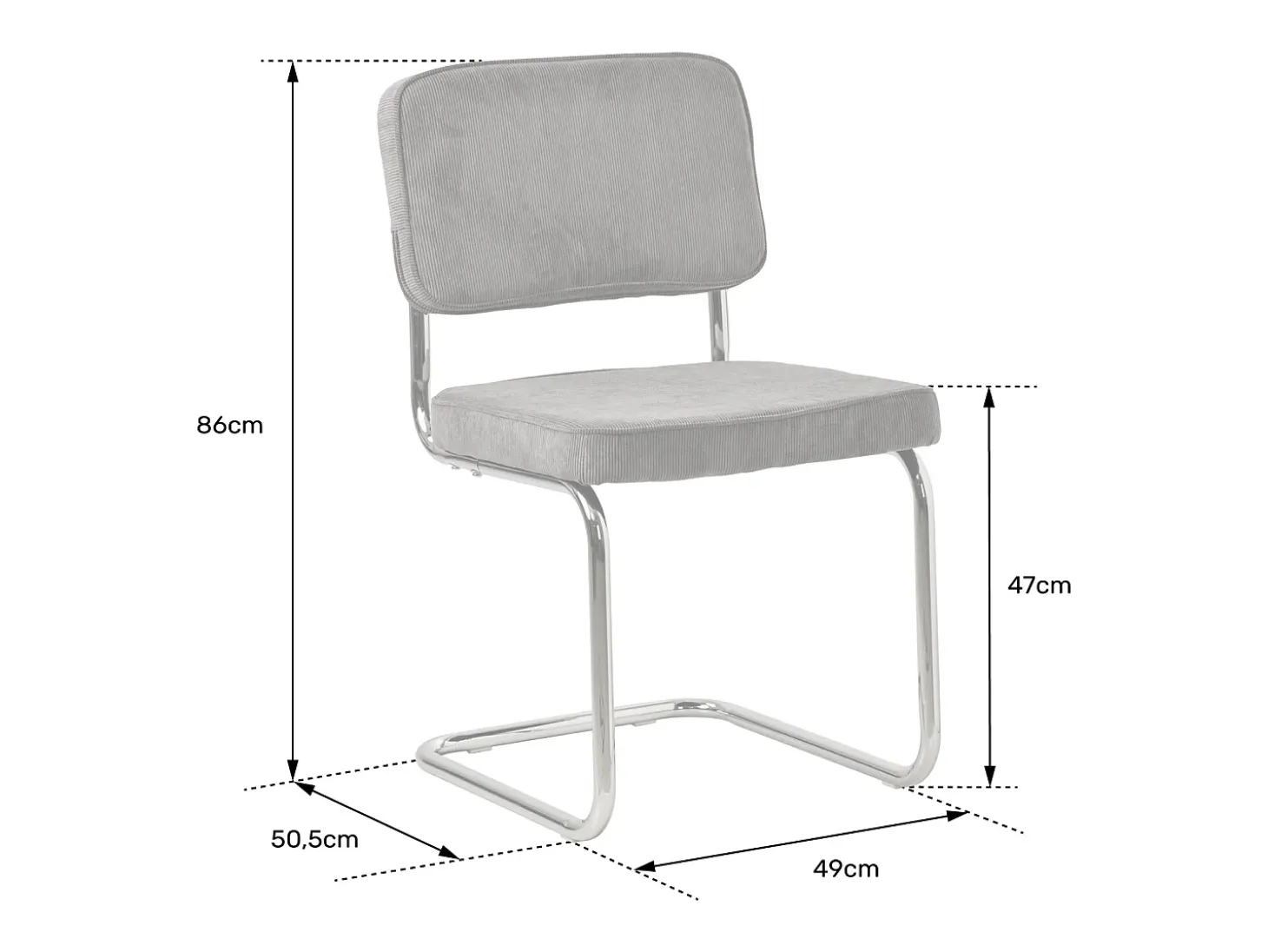 Pack de 2 sillas cantiléver de pana gris MARIA - HAPPY GARDEN