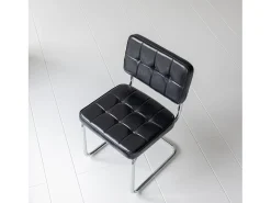Pack de 2 sillas cantiléver de piel sintética negra MARIA - HAPPY GARDEN