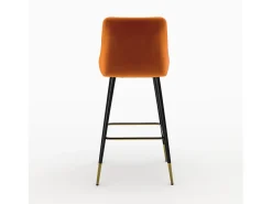 Pack de 4 sillas de bar de terciopelo naranja y amarillo 78 cm - Aristote