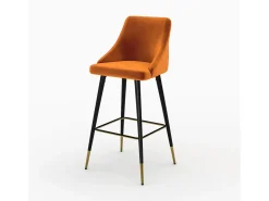 Pack de 4 sillas de bar de terciopelo naranja y amarillo 78 cm - Aristote