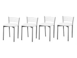 Pack de 4 Sillas de Cocina – Metálicas en Acabado Gris y Blanco, Medidas: 40 cm x 41 cm x 63 cm